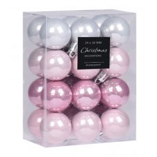 Χριστουγεννιάτικες Μπάλες Ροζ- Σετ 24 τεμ. (3cm)